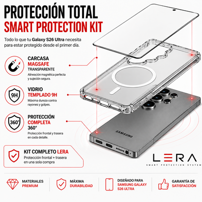 Kit Carcasa Magsafe Transparente + Lamina Mica Vidrio Templado para Samsung