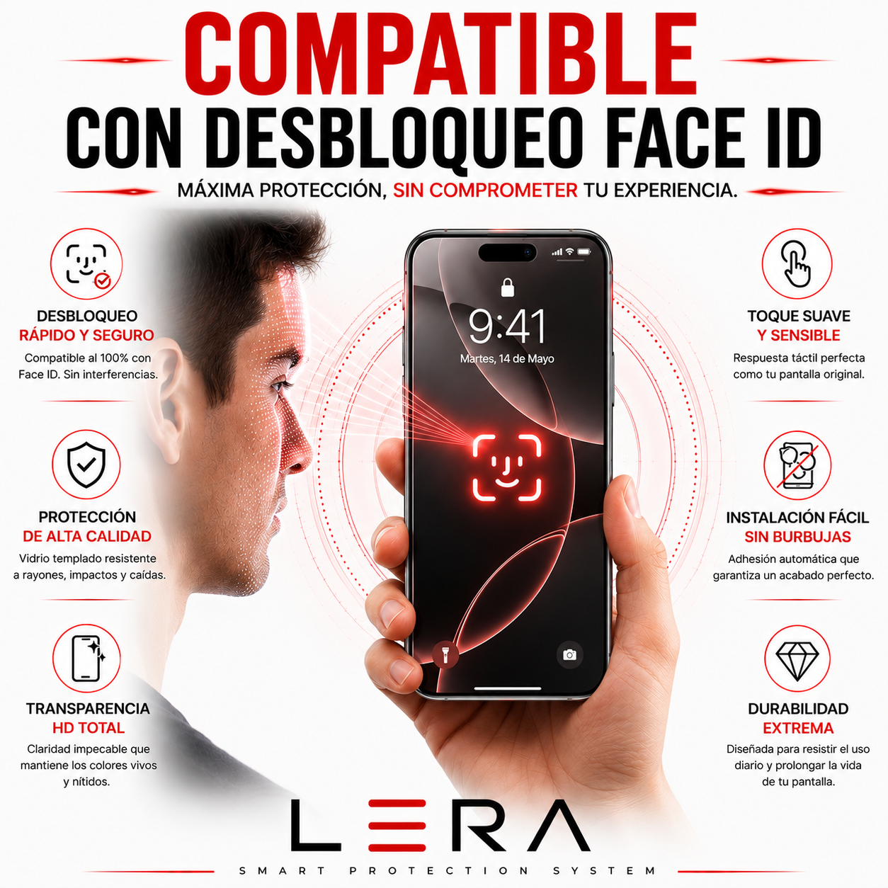 Kit Mica Vidrio Auto Instalacion iPhone 17 + Funda Magsafe Transparente