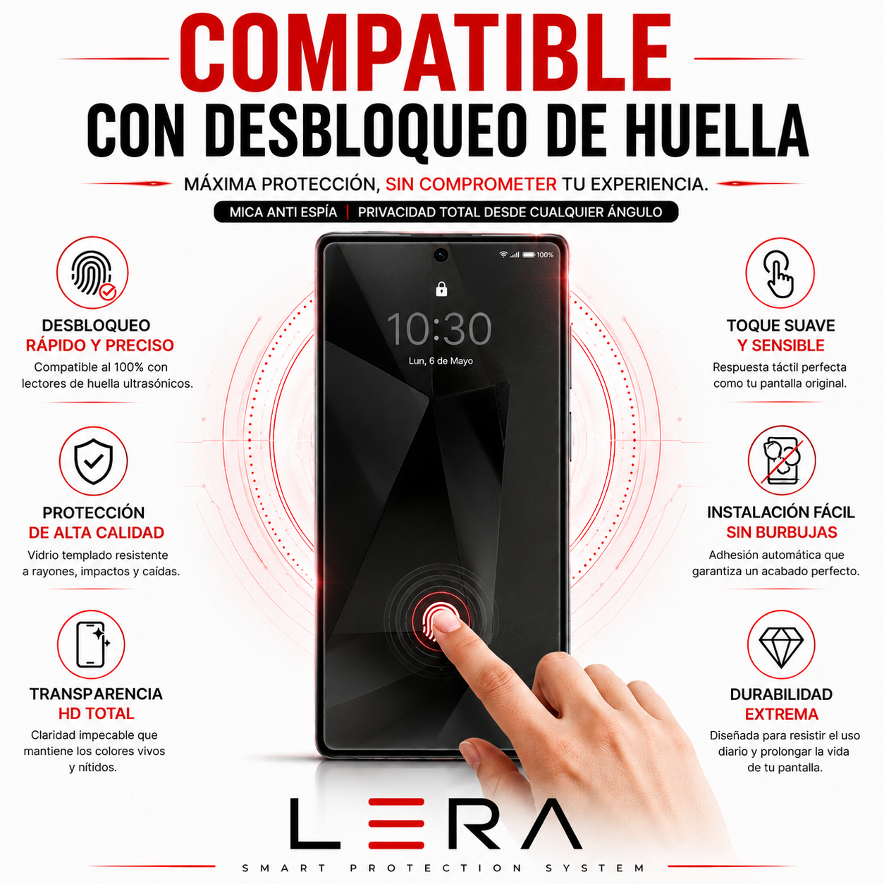 Lámina Mica Vidrio Anti Espía Samsung Varios Modelos Pack X3