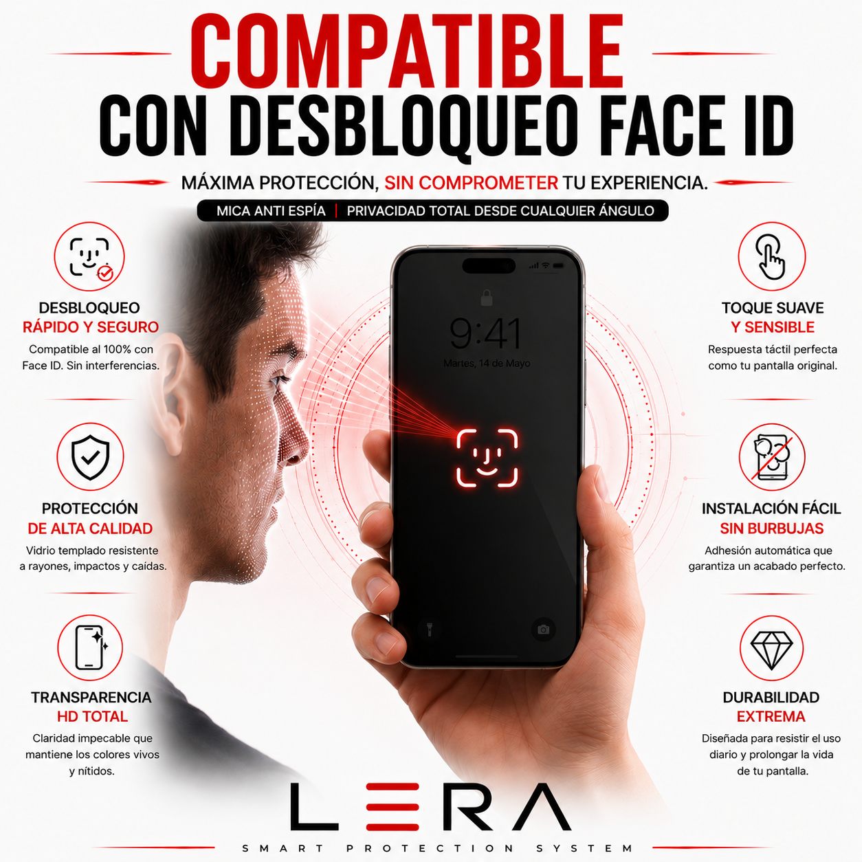 Lámina Mica Vidrio Anti Espía para Iphone Pack X3