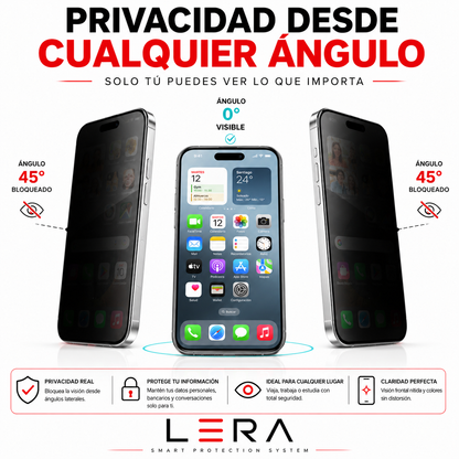 Lámina Mica Vidrio Anti Espía para Iphone Pack X3