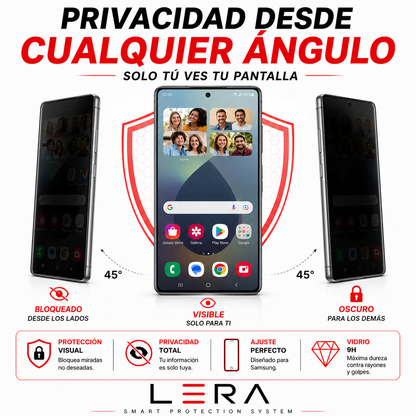 Lámina Mica Vidrio Anti Espía Samsung Varios Modelos Pack X3