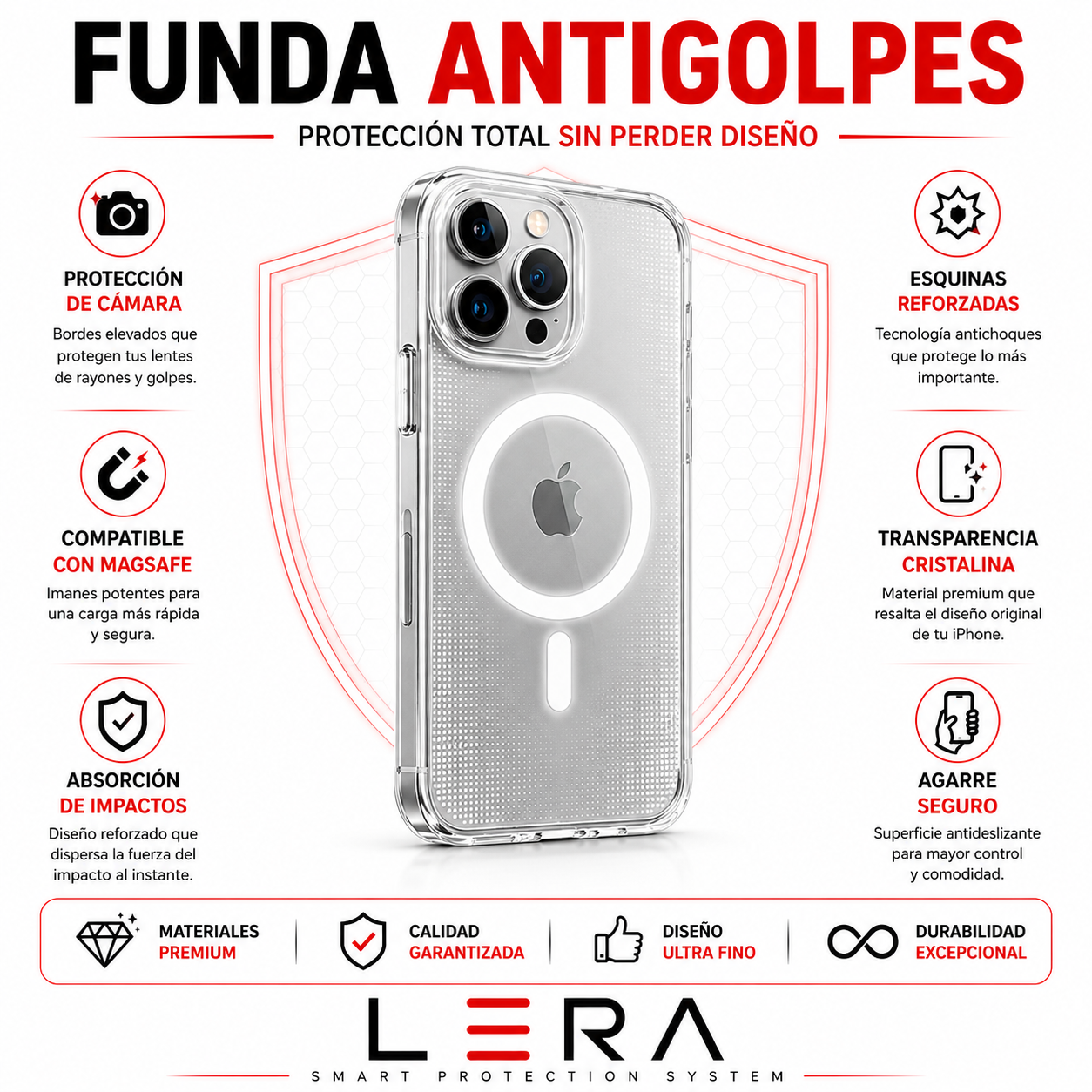 Kit Carcasa Magsafe Transparente + Lamina Mica Anti Espia Para iPhone