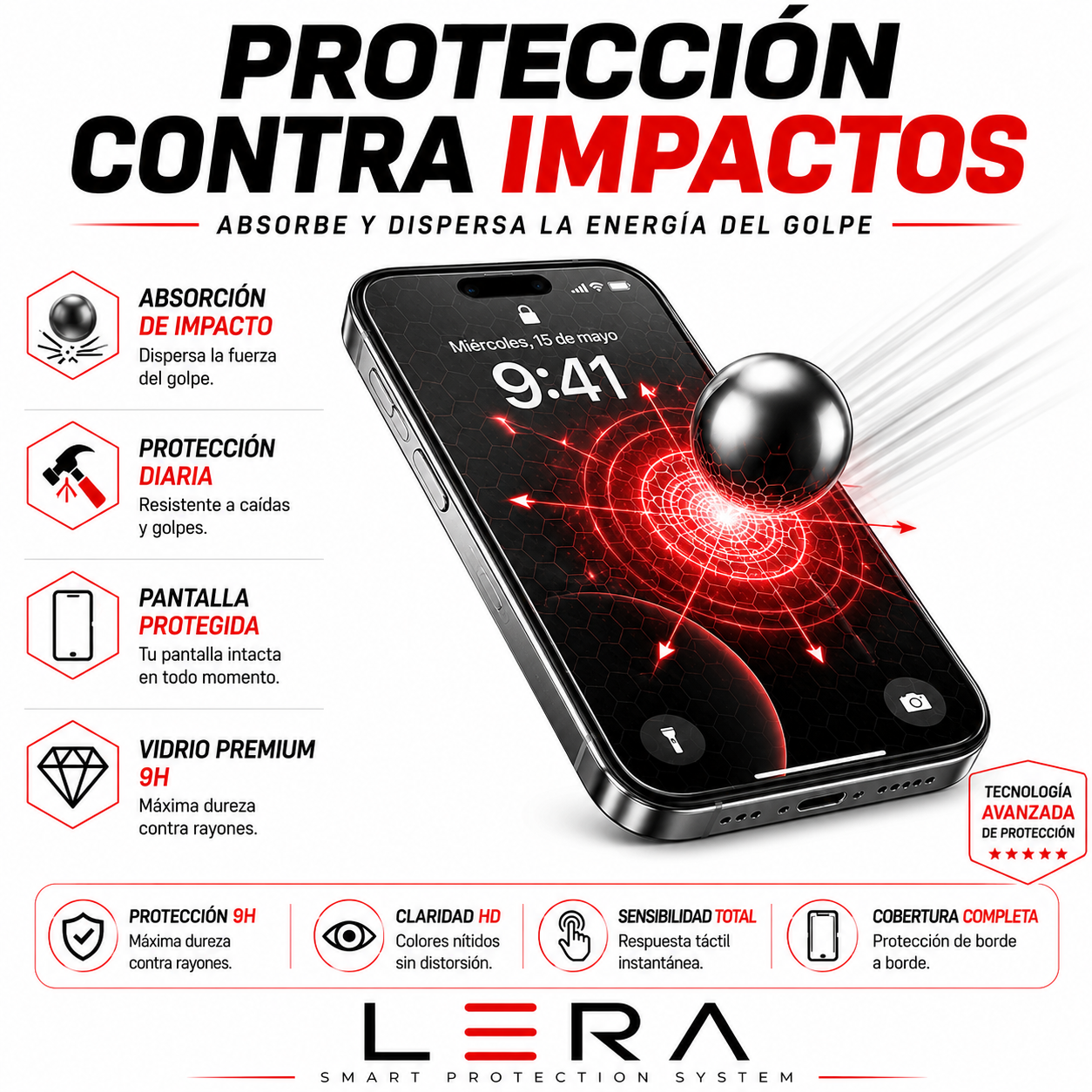 Lamina Mica Vidrio Templado iPhone 17 Auto Instalacion Facil
