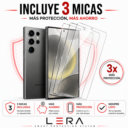 Lámina Mica Vidrio Templado para Samsung Pack X3