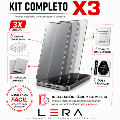 Lámina Mica Vidrio Templado para iPhone Pack X3