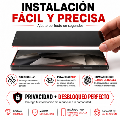 Kit Carcasa Magsafe Transparente + Lamina Mica Vidrio Anti Espia para Samsung
