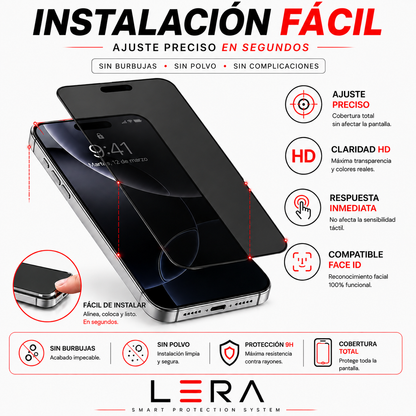 Lámina Mica Vidrio Anti Espía para Iphone Pack X3