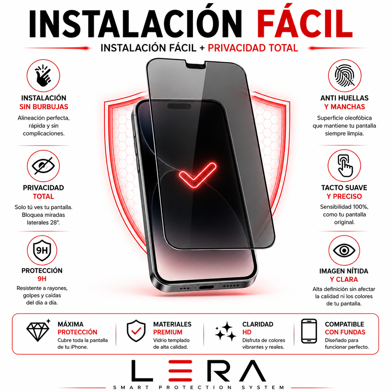Kit Carcasa Magsafe Transparente + Lamina Mica Anti Espia Para iPhone
