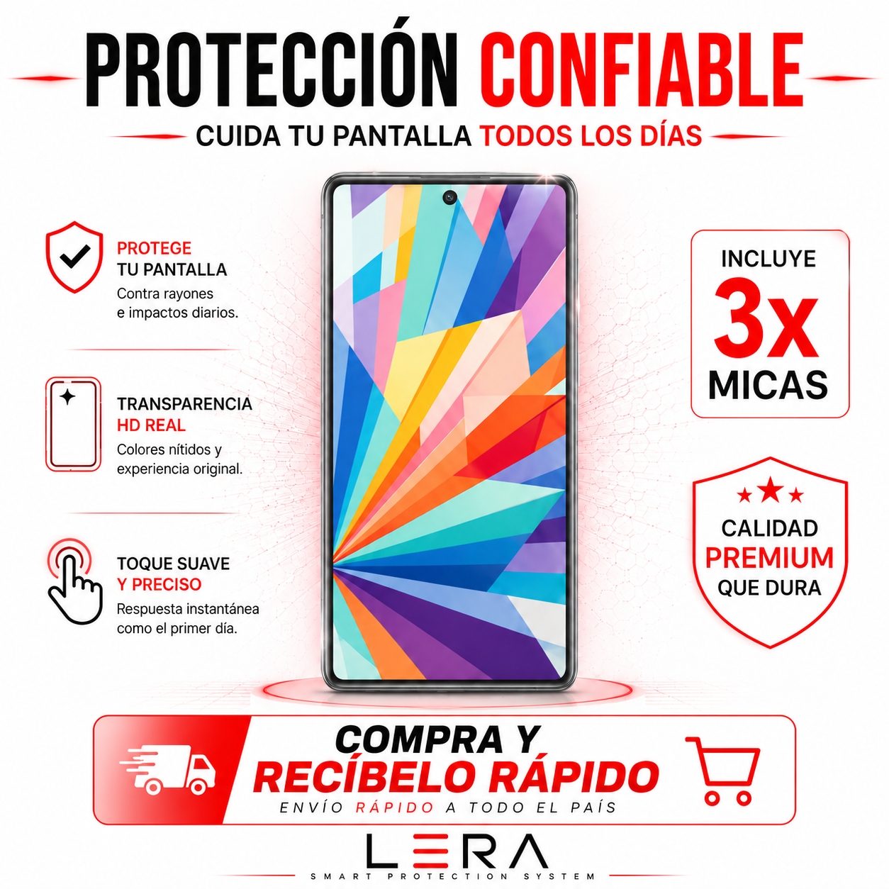 Lámina Mica Vidrio Templado para Samsung Pack X3